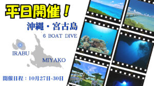 平日開催！10月27日〜30日。沖縄。宮古島６ボート付き３泊４日